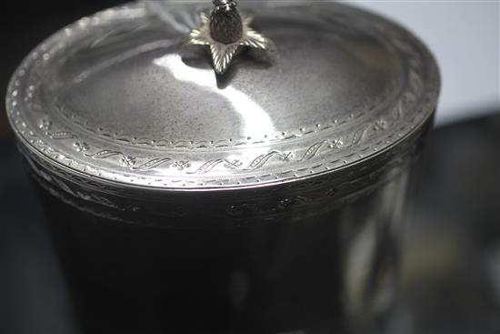 A George V 18th century style silver oval tea caddy, 13 oz.